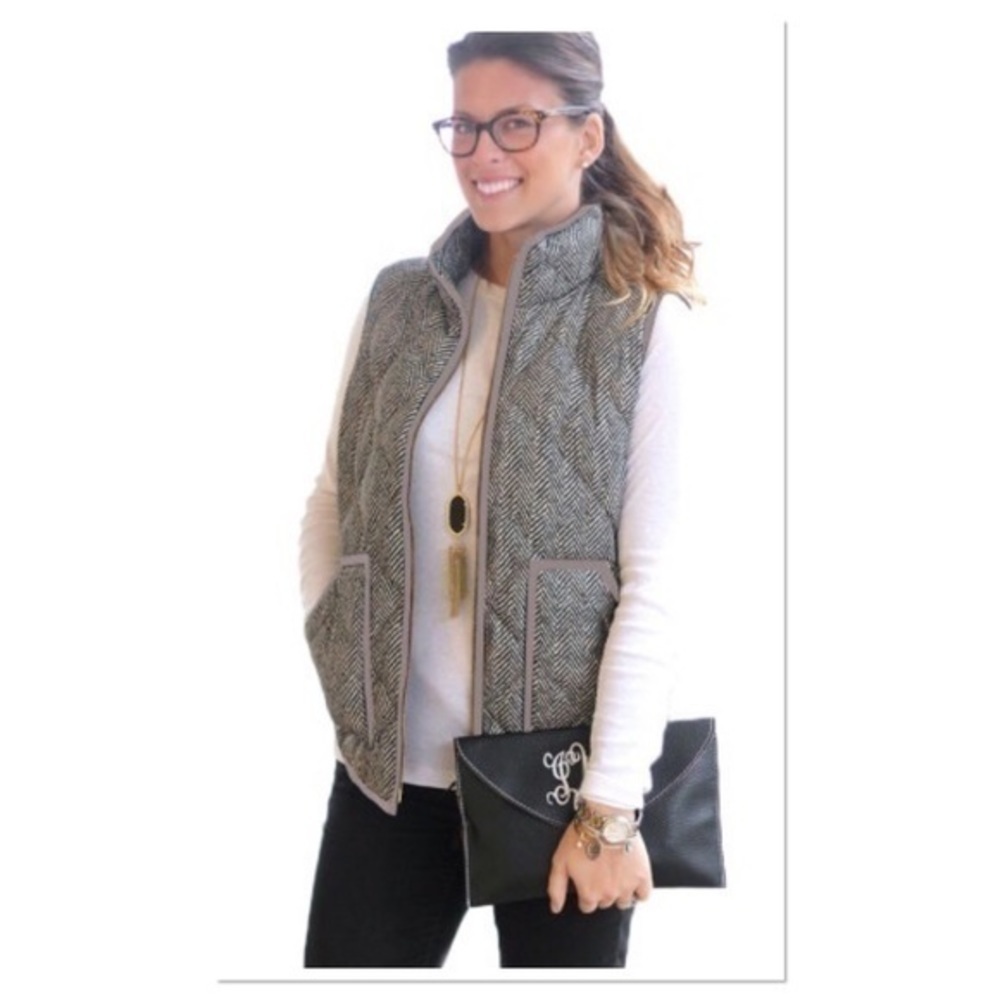 Gray Herringbone Quilted Puffer Vest NWT | Classic Layering Vest